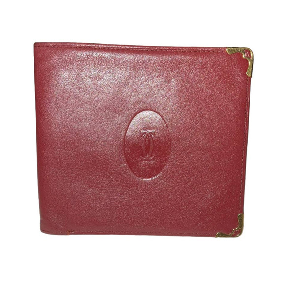 Cartier Vintage Men's Wallet Men's Designer Wallet Burgundy leather - Picture 1 of 15